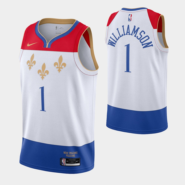 Men's New Orleans Pelicans #1 Zion Williamson White NBA City Edition New Uniform 2020-21 Stitched Jersey